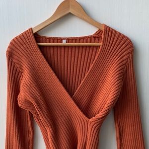 French vintage pumpkin wrap sweater